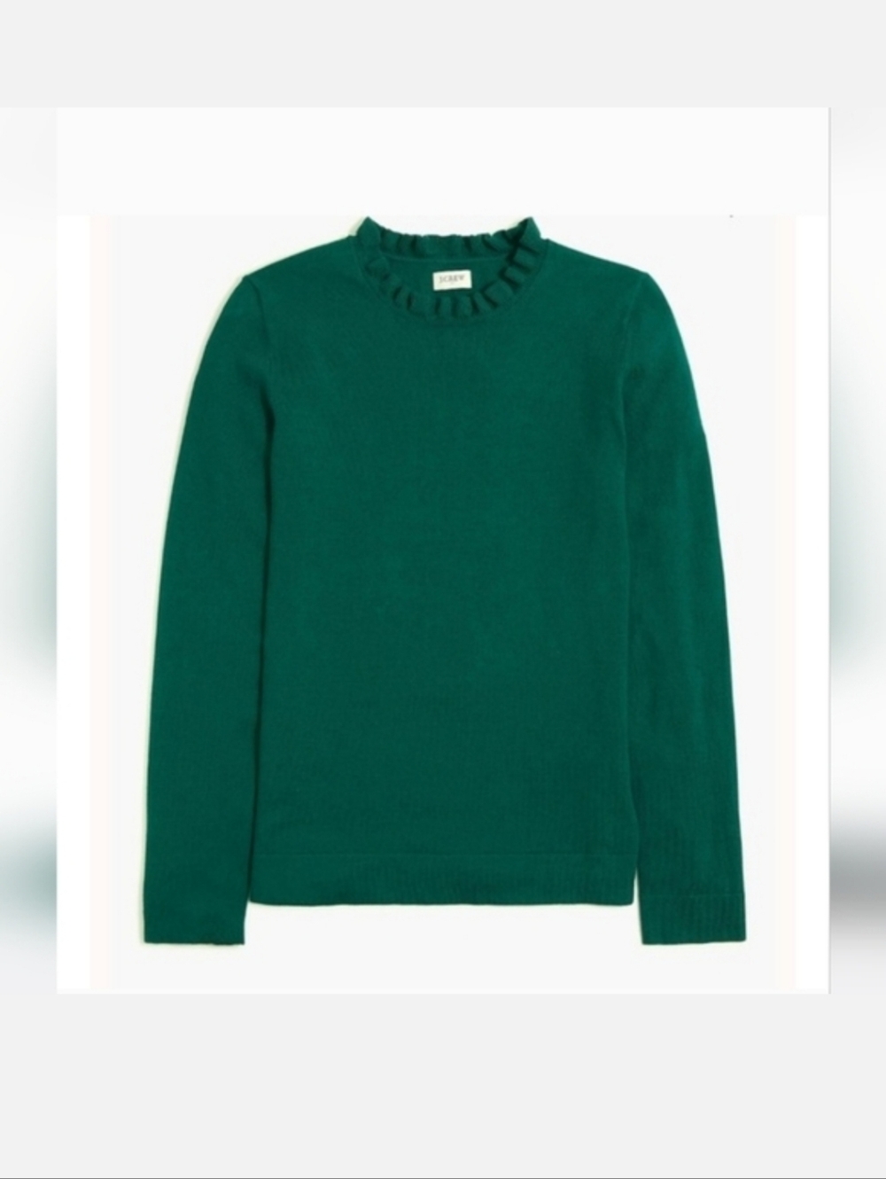 J crew Cotton ruffleneck sweater Lettuce Bv341 Green